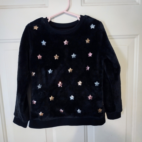 Epic Threads Black Starry Kids Sequin Sweatshirt Size 5 - Picture 1 of 5